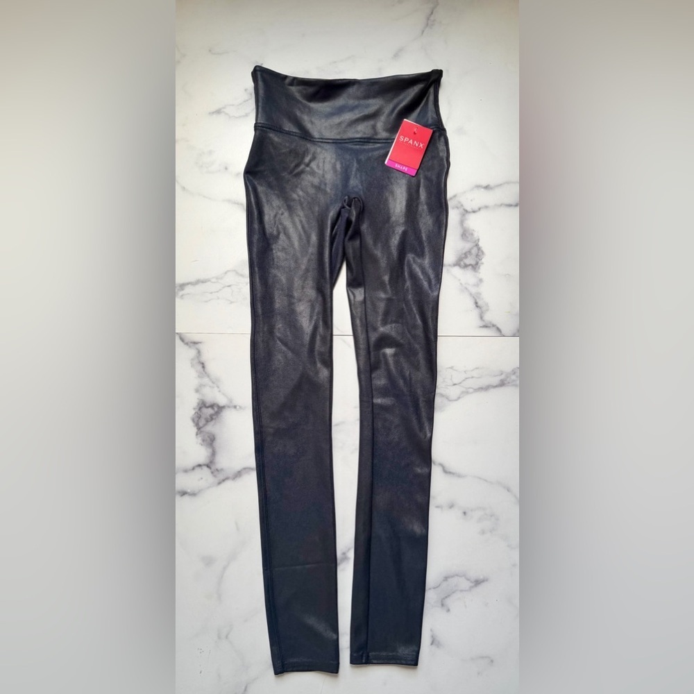 NWT SPANX Faux Leather Leggings – Night Navy – High-Waisted – Small / Petite